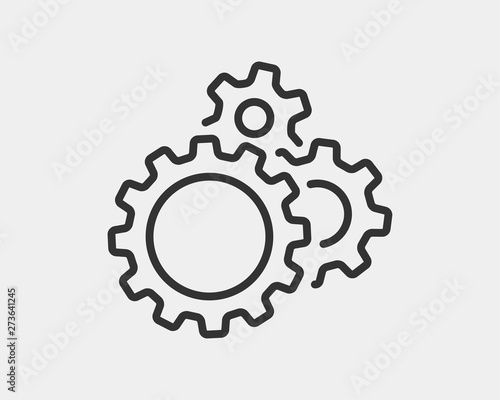 Metal gears and cogs vector. Gear icon flat design. Mechanism wheels logo. Cogwheel concept template. photo