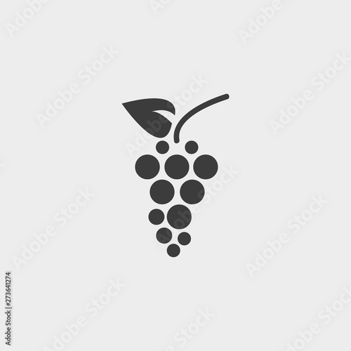 grapes icon in a flat design in black color. Vector illustration eps10