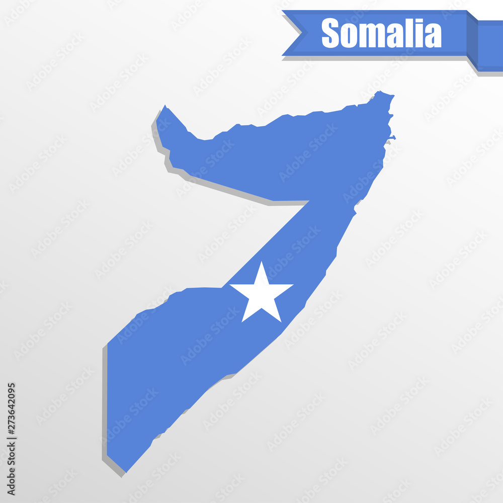Fototapeta premium Somalia map with flag inside and ribbon