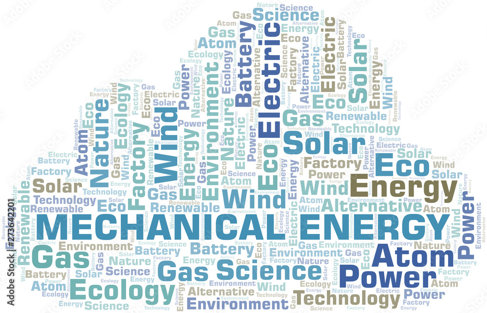 Mechanical Energy word cloud. Wordcloud made with text only.
