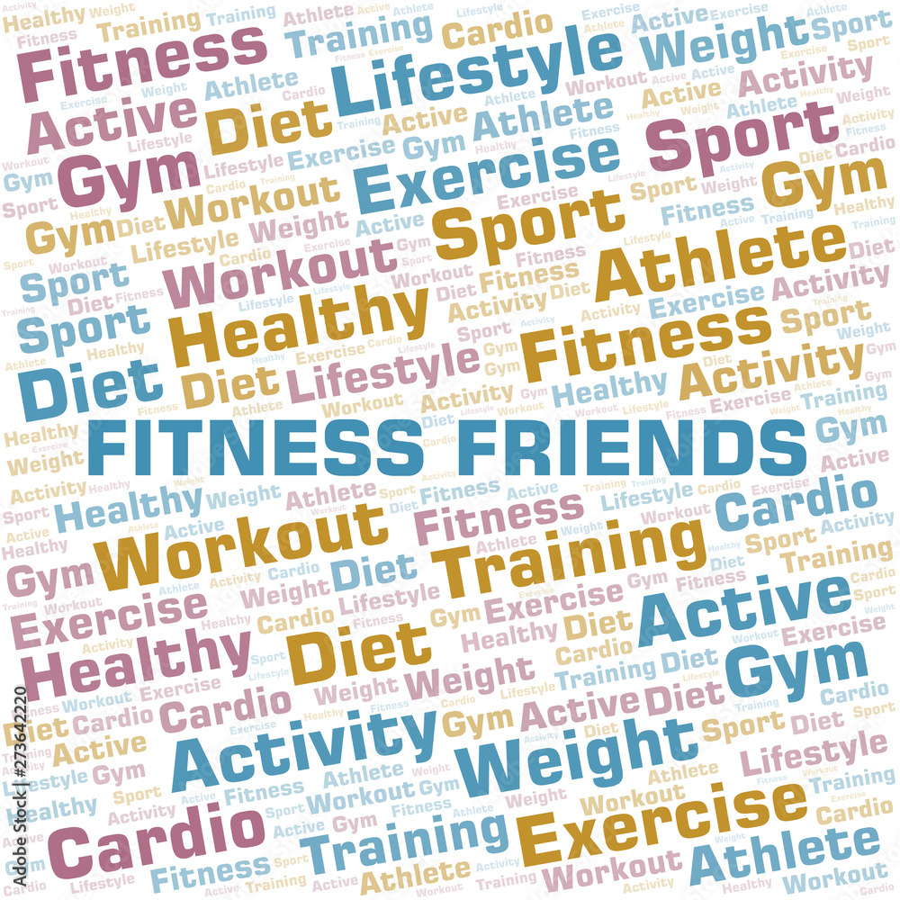 Fototapeta premium Fitness Friends word cloud. Wordcloud made with text only.