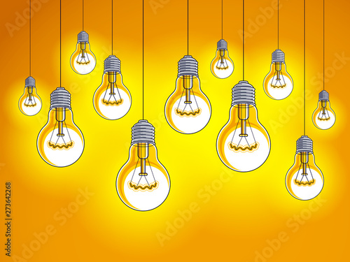 Light bulbs shining beautif...