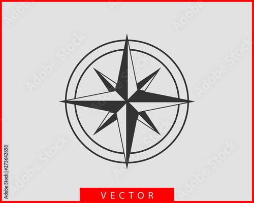 Compass icon vector. Wind rose star navigation.