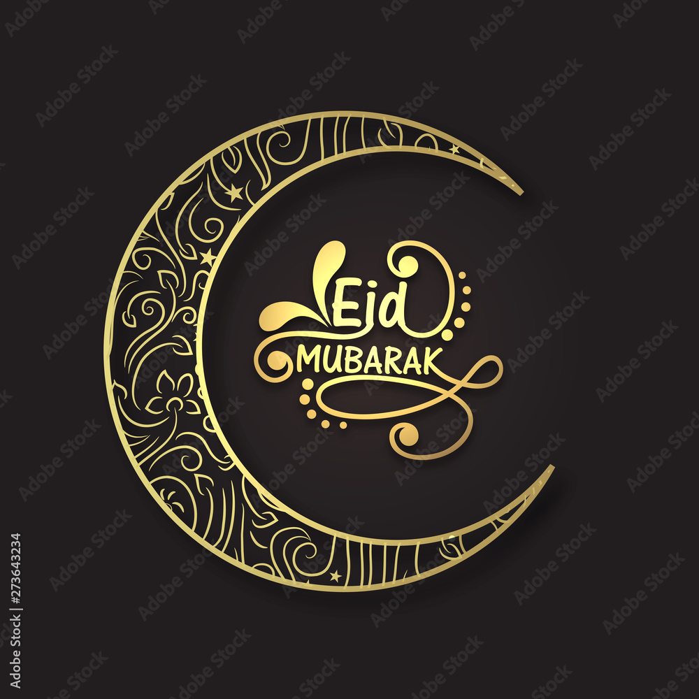 Floral crescent moon for Eid Mubarak celebration.