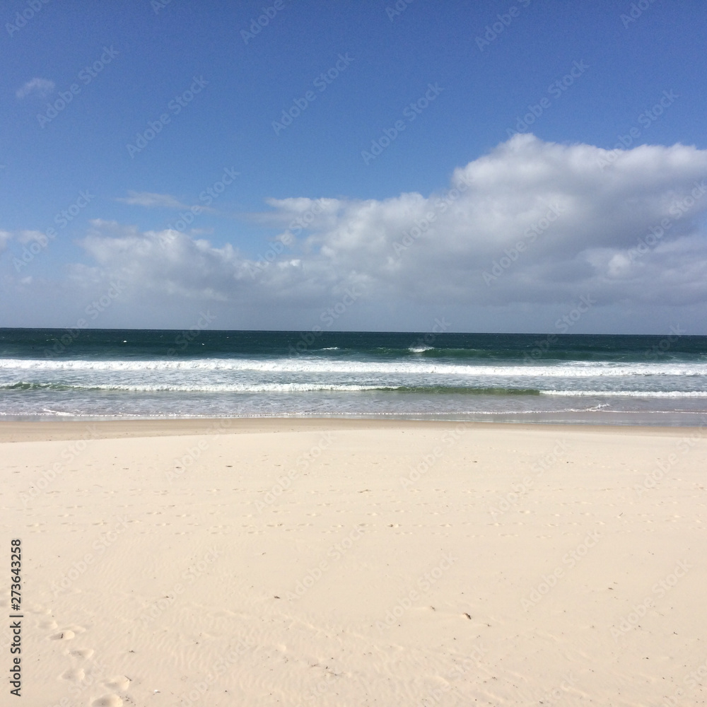 Clear bright sand and surf at Gold Coast Australia