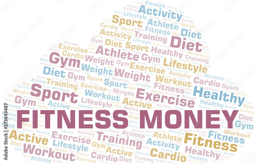 Fitness Money word cloud. Wordcloud made with text only.