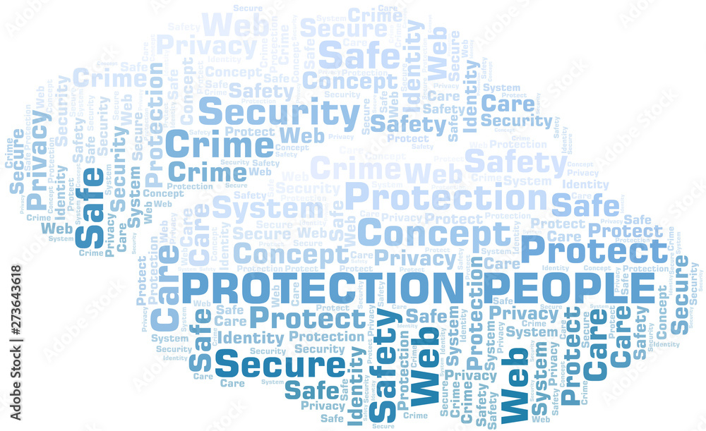 Protection People word cloud. Wordcloud made with text only.