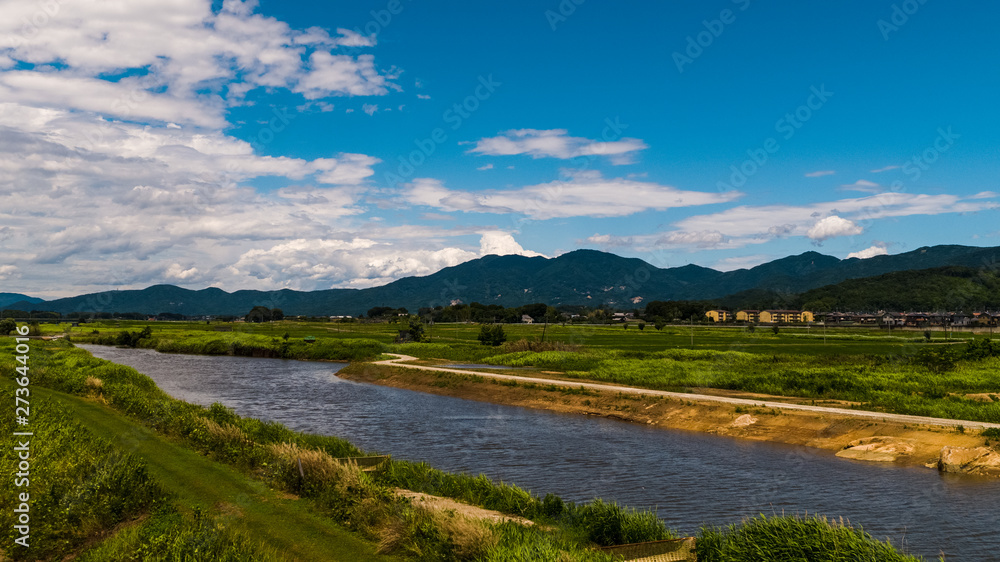桜川と、加波山