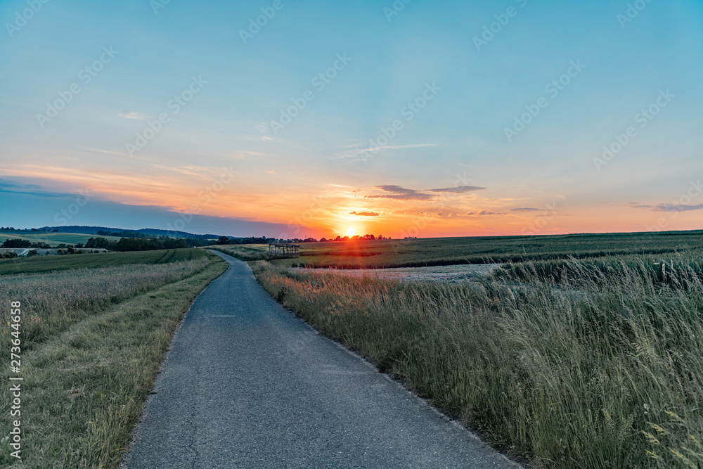 Abenddämmerung an einem Feldweg