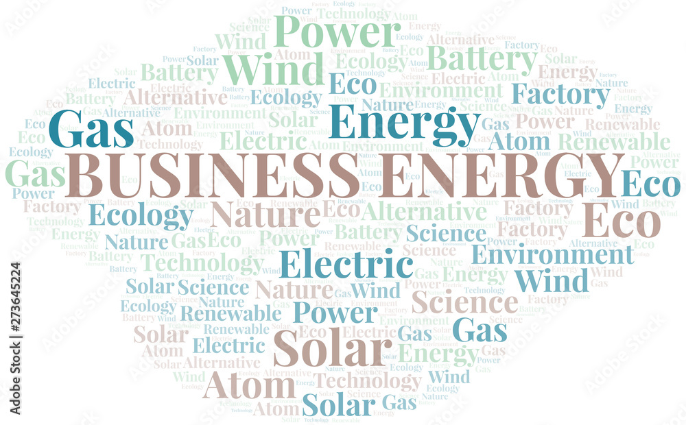 Business Energy word cloud. Wordcloud made with text only.