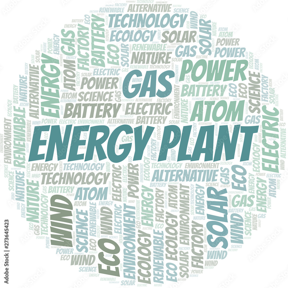 Energy Plant word cloud. Wordcloud made with text only.