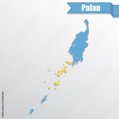 Palau map with flag inside and ribbon photo