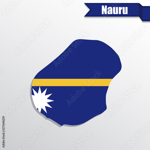 Free Download Nauru map with flag inside and ribbon - GFXLoad