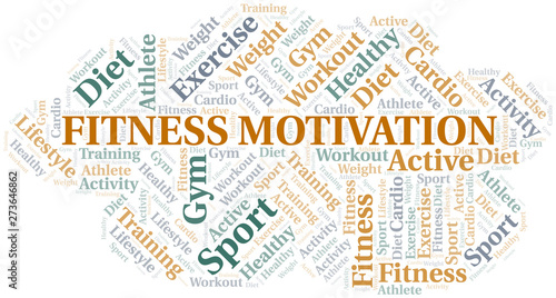 Fitness Motivation word cloud. Wordcloud made with text only.