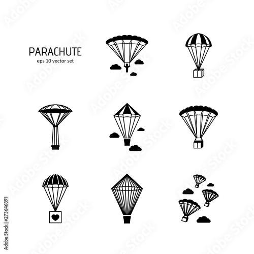 Parachute - vector icons set.
