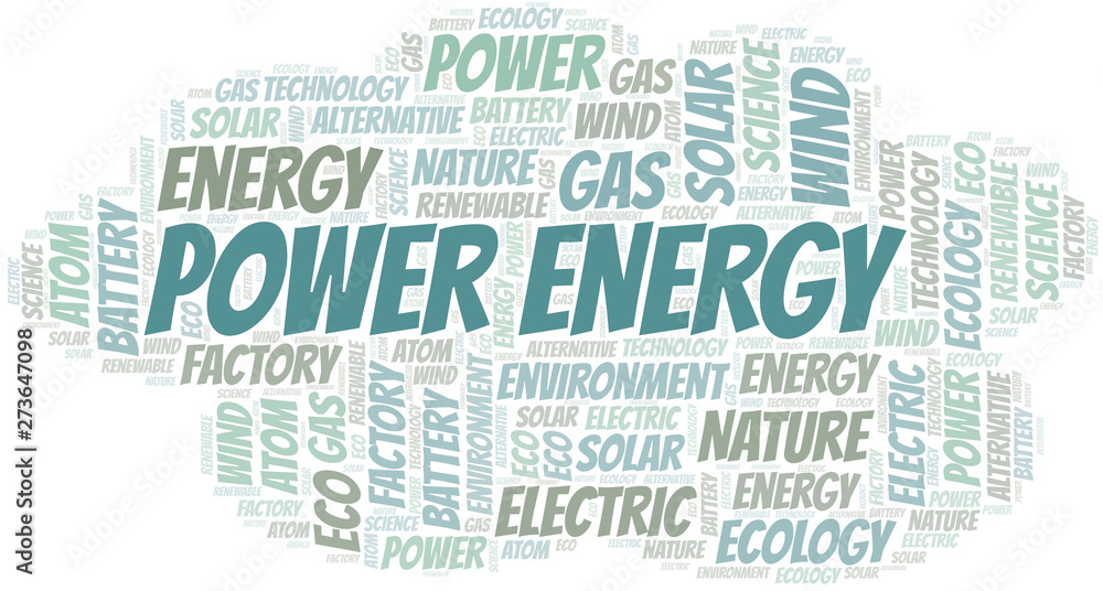 Power Energy word cloud. Wordcloud made with text only.
