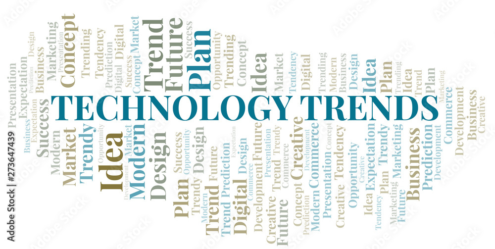 Fototapeta premium Technology Trends word cloud. Wordcloud made with text only.