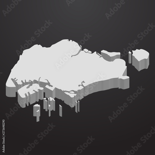 Photography Singapore map in gray on a black background 3d