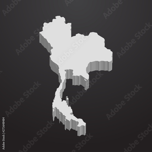 Photography Thailand map in gray on a black background 3d