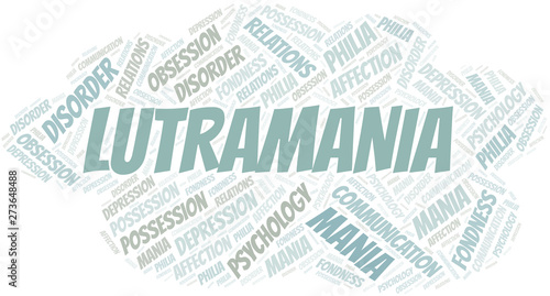 Lutramania word cloud. Type of mania, made with text only.