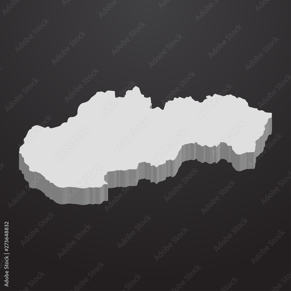 Slovakia map in gray on a black background 3d