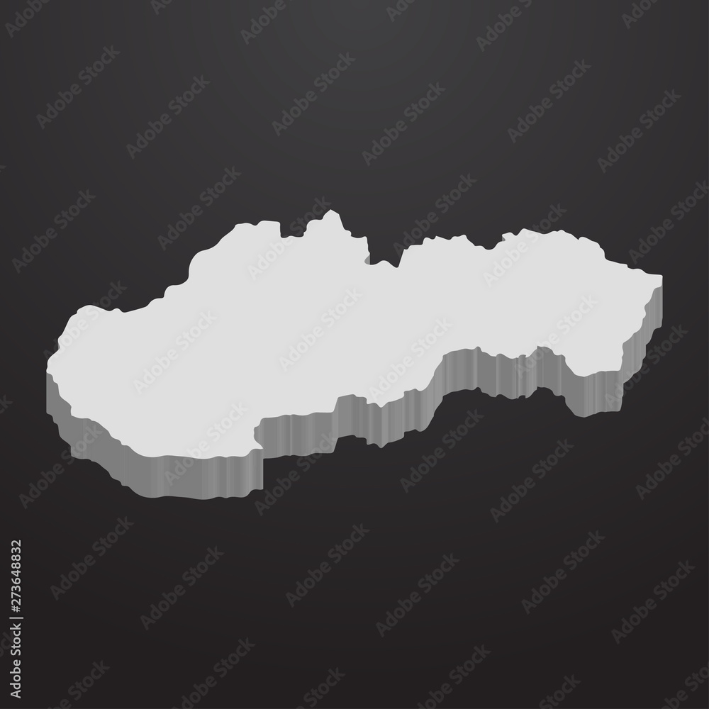 Slovakia map in gray on a black background 3d Slovakia map in gray on a black background 3d