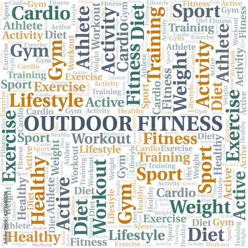 Outdoor Fitness word cloud. Wordcloud made with text only.