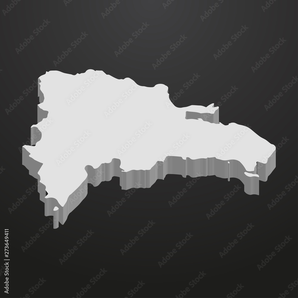 Dominican Republic map in gray on a black background 3d