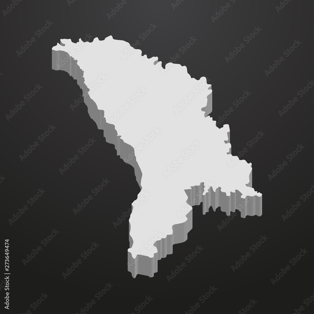 Moldova map in gray on a black background 3d