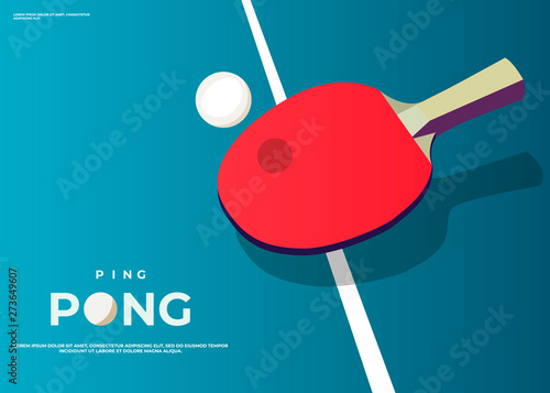 Ping pong Poster Template. Table and rackets for ping-pong. Vector illustration EPS10