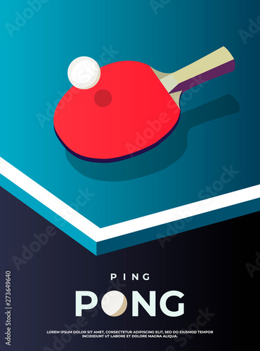 Ping pong Poster Template. Table and rackets for ping-pong. Vector illustration EPS10