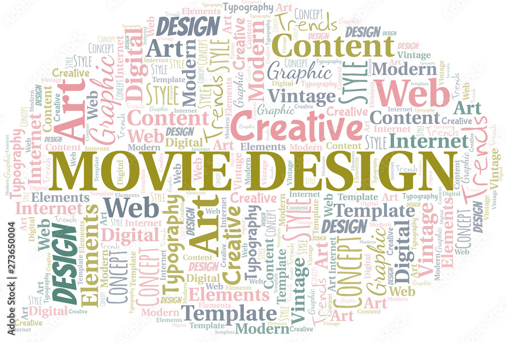 Movie Design word cloud. Wordcloud made with text only.