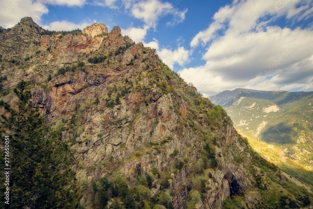 Very nice valley in mountain Pyrenees of Spain (valley name is Vall de Nuria)