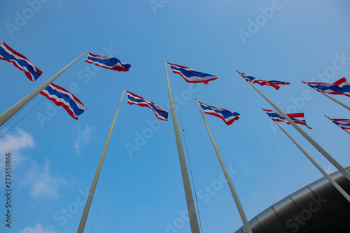flags on blue sky