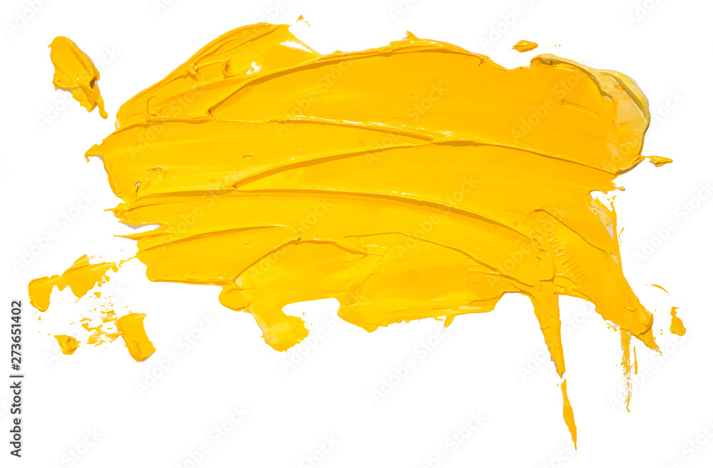 Hand drawn isolated paintbrush stripe with dirty yellow color eps 10