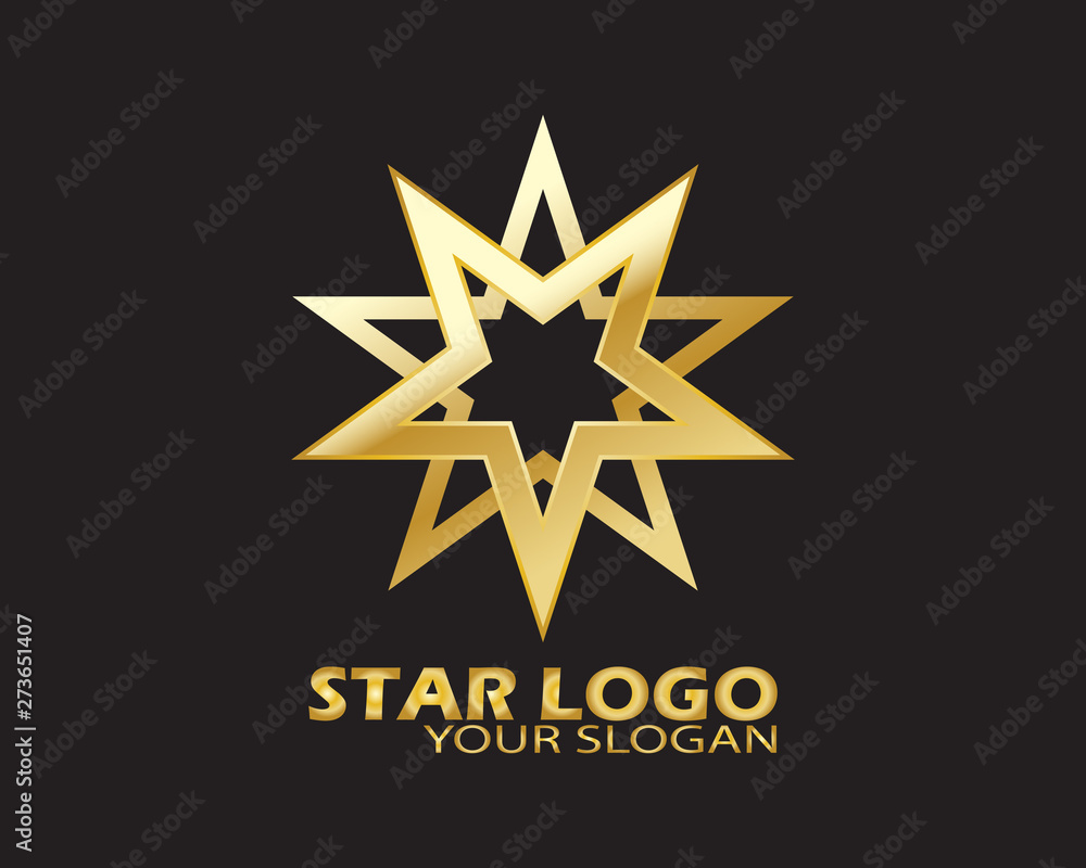 Gold Star Logo Vector in Elegant Style with Black Background - Vector Gold Star Logo Vector in Elegant Style with Black Background - Vector