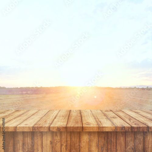Table top on blurred background. For montage product display or design key visual layout.