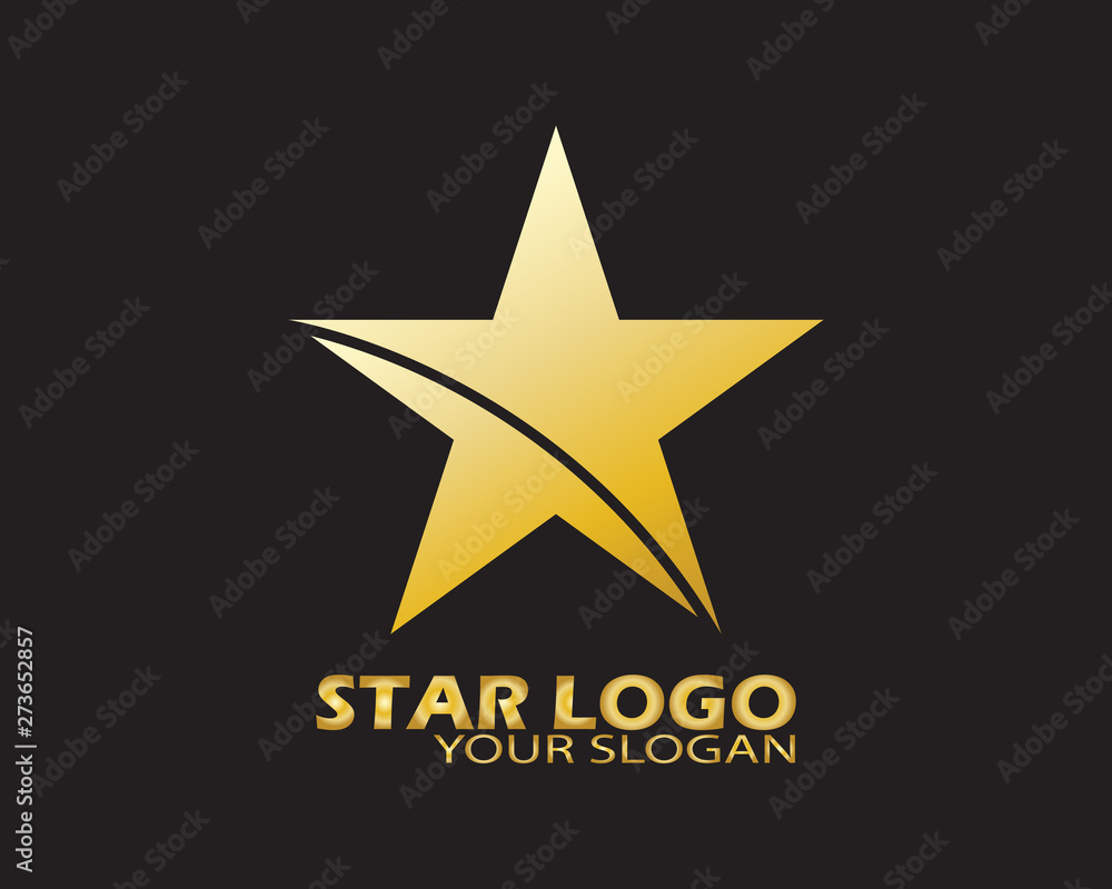 Gold Star Logo Vector in Elegant Style with Black Background Gold Star Logo Vector in Elegant Style with Black Background