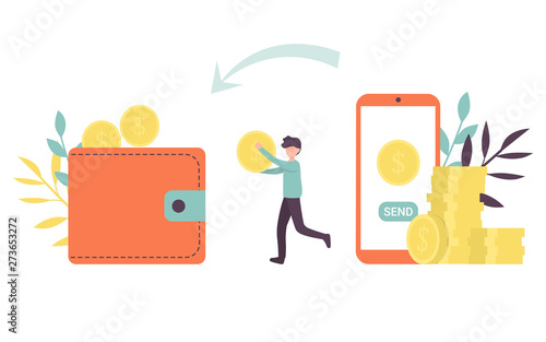 People connecting puzzle elements. Symbol of teamwork, idea, cooperation, partnership. Solutions and problem solving. Flat concept vector illustration for web page, website and mobile.