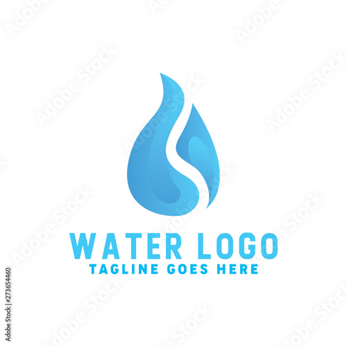 Water Logo Design With Gradient Style Concept. Liquid Logotype. Wave And Oil Emblem For Company. Bio Icon For Business. Creative Waterdrop And Healthcare Graphic Idea.