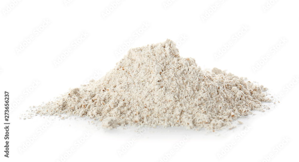 Heap of flour on white background Heap of flour on white background