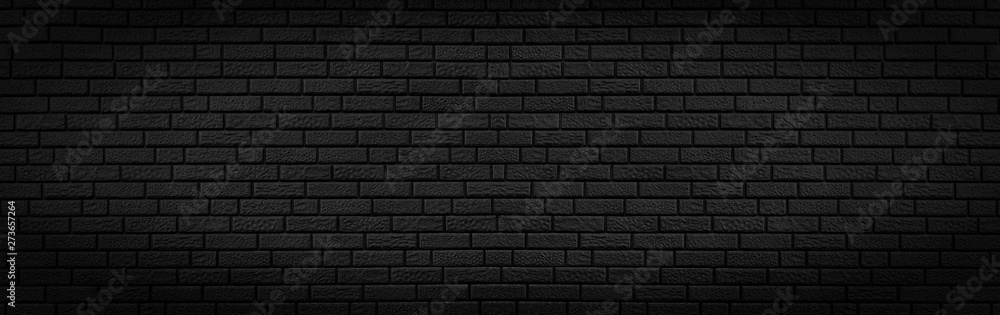 Fototapeta Panoramiczna tekstura czarny ściana z cegieł, brickwork tło dla projekta lub tło