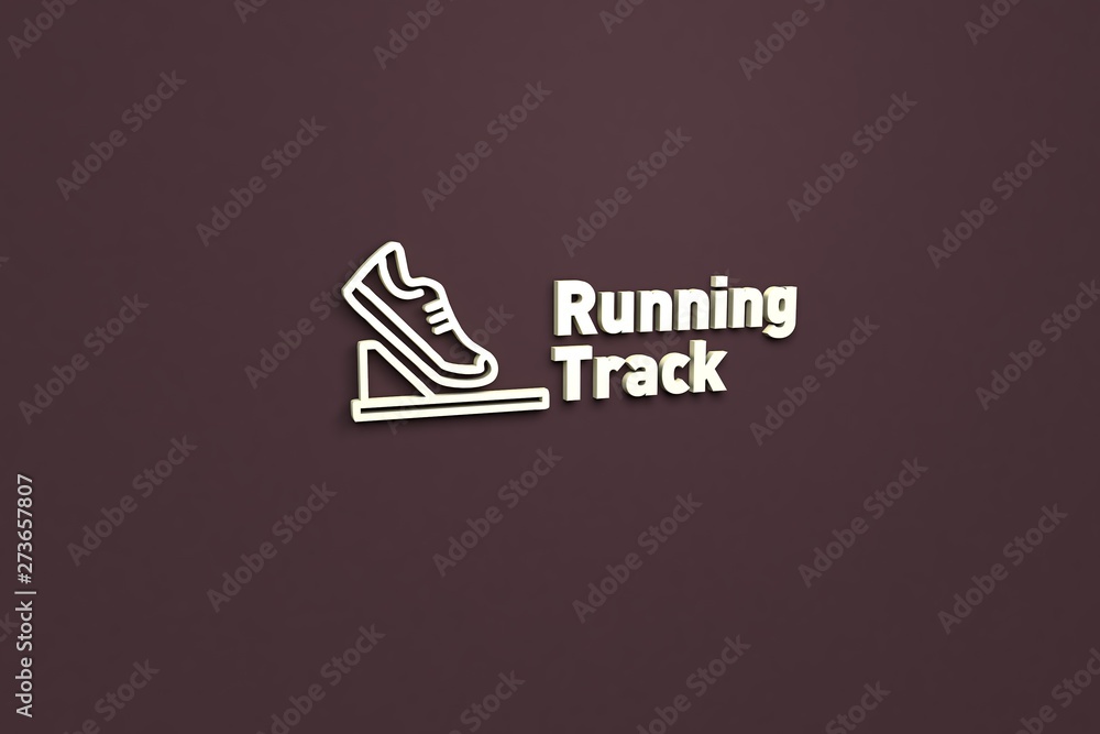 Text Running Track with yellow 3D illustration and brown background