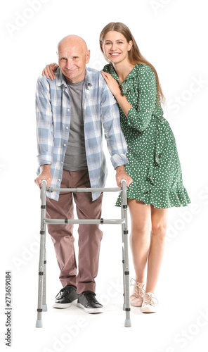 Elderly man with daughter o...