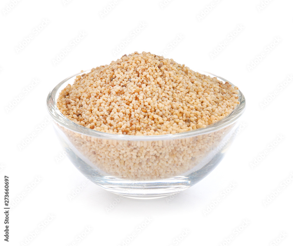 Bowl with poppy seeds on white background Bowl with poppy seeds on white background