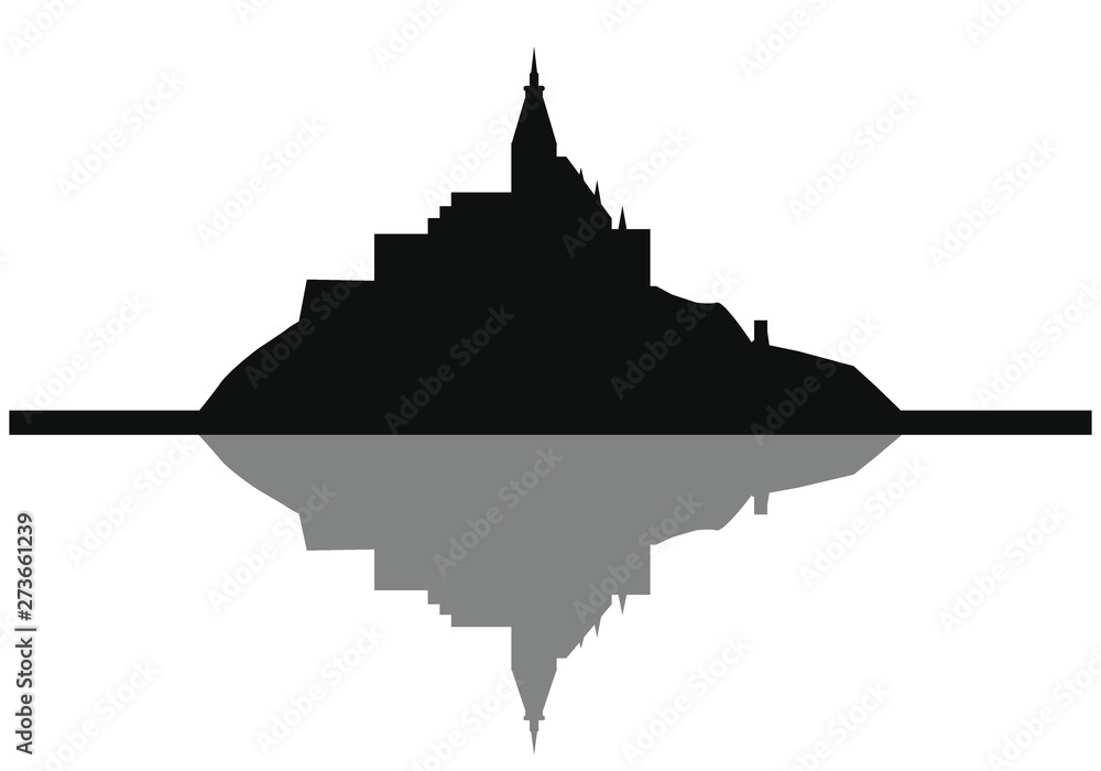 skyline of Abbey of Mont Saint-Michel in France