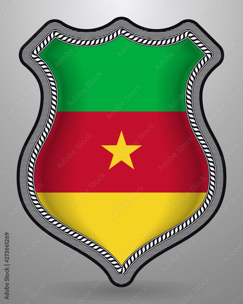 Naklejka premium Flag of Cameroon. Vector Badge and Icon. Vertical Orientation Version