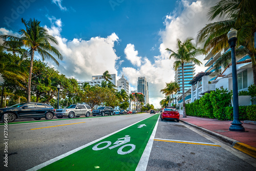Green bike lane in world famous Miami Beach © Gabriele Maltinti