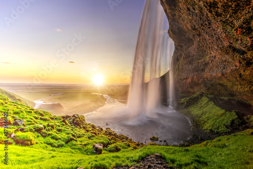 Seljalandfoss from behind cave interior, Iceland