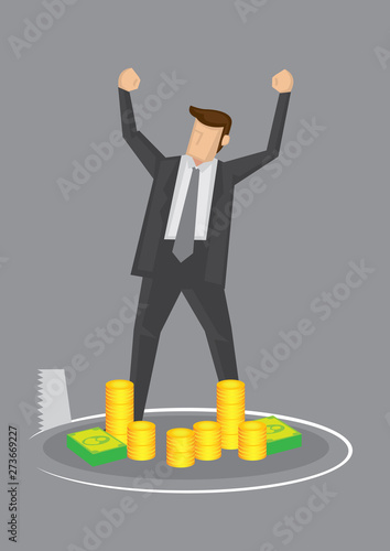 Businessman and Money Trap Conceptual Vector Illustration